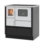 ALFA PLAM Štednjak na čvrsto gorivo INOX 75 6kW, crni, desni