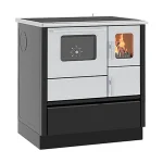 ALFA PLAM Štednjak na čvrsto gorivo INOX 75 6kW, crni, levi