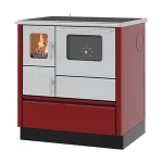 ALFA PLAM Štednjak na čvrsto gorivo INOX 75 6kW, crveni, desni
