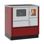 ALFA PLAM Štednjak na čvrsto gorivo INOX 75 6kW, crveni, levi